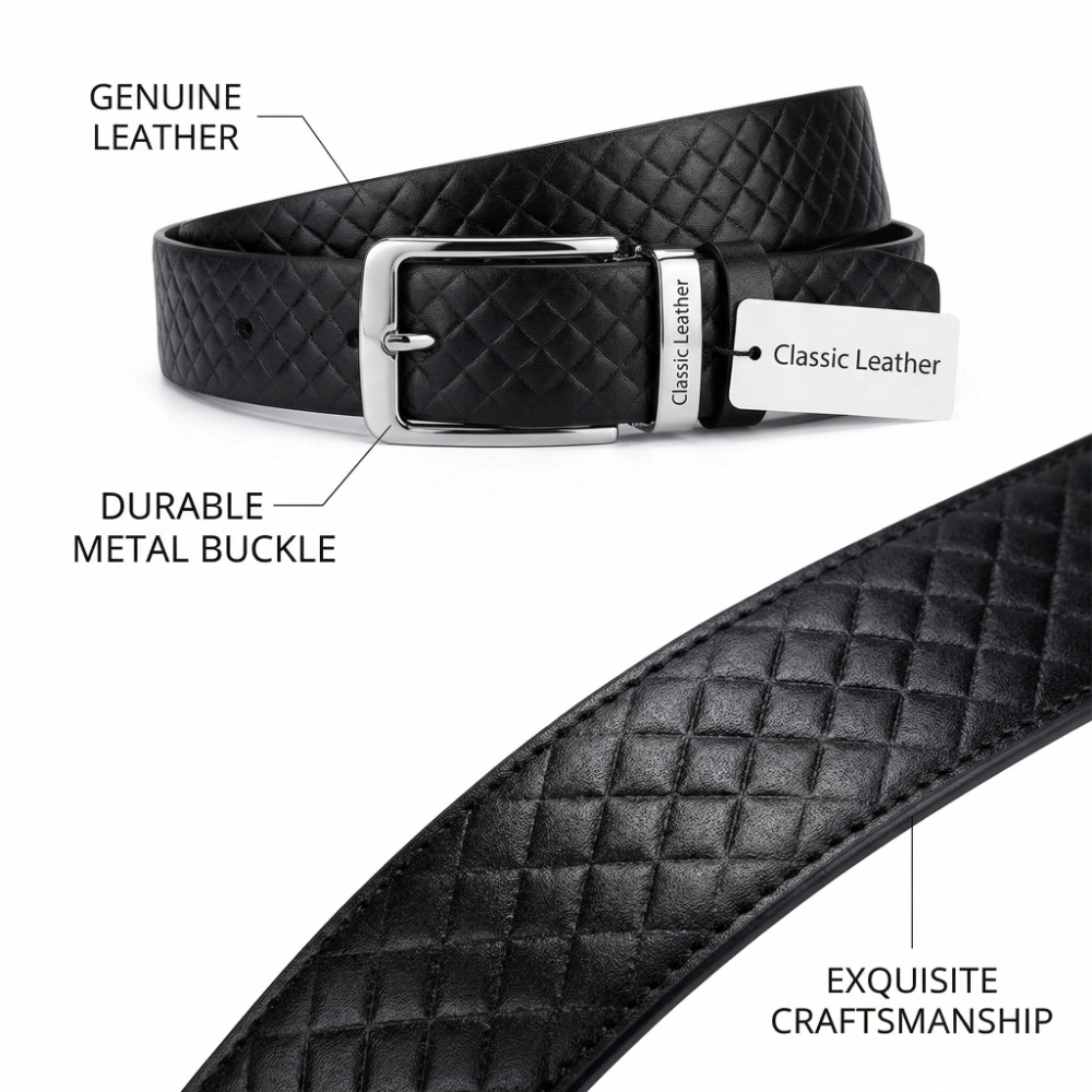 Men's Flexible Genuine Leather Belt - Premium Soft Leather with Durable Metal Buckle, Versatile Style for All Ages