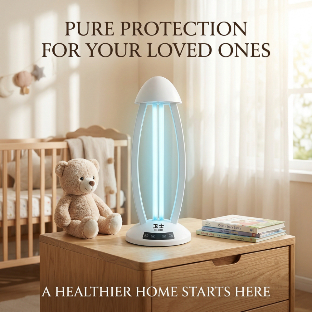 UVC Sterilization Lamp - 360° Chemical-Free UV Sanitizer Lamp with One-Touch Smart Operation for Home & Baby Room