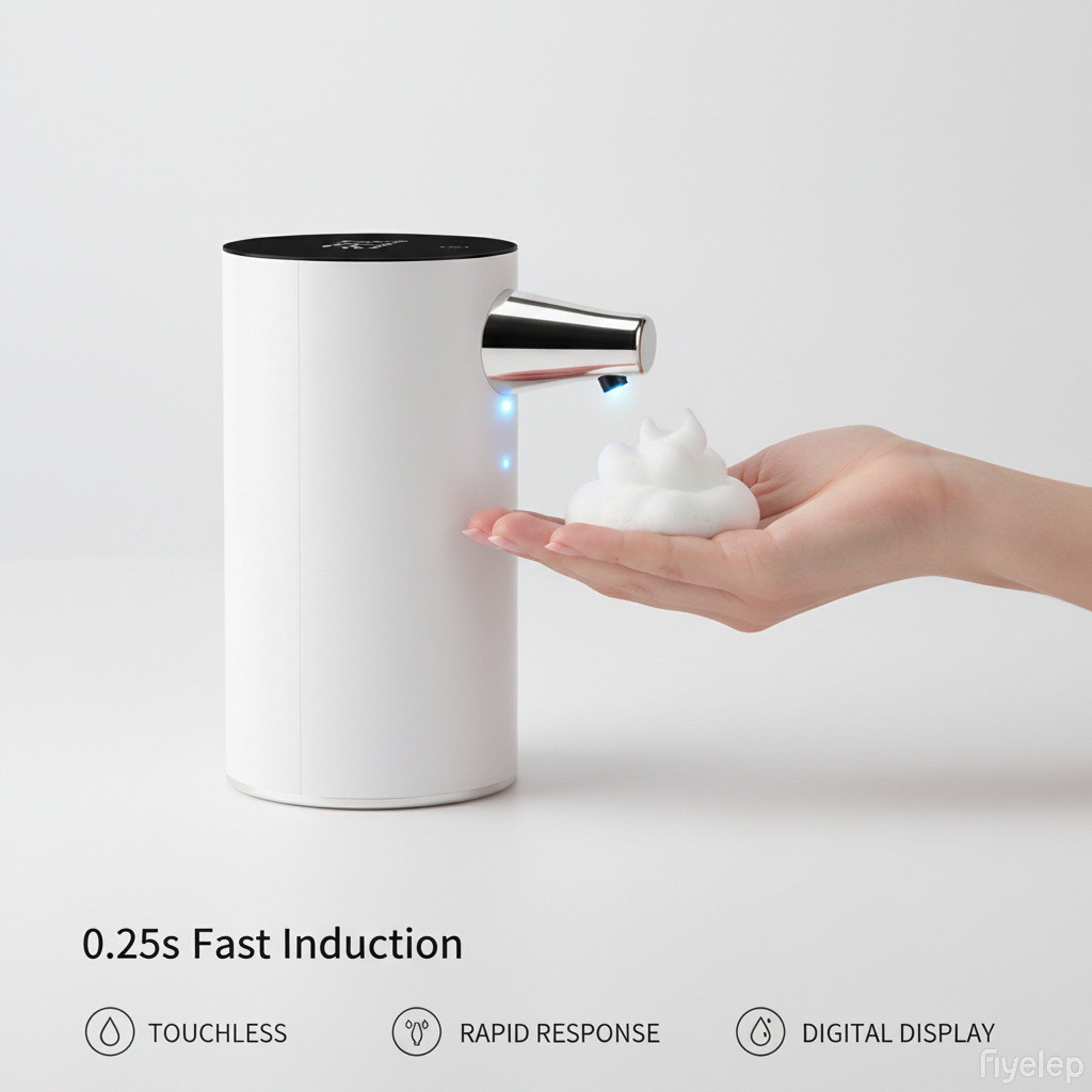 Touchless Foaming Soap Dispenser - 0.25s Fast Induction, USB Rechargeable with Digital Display for Bathroom & Kitchen