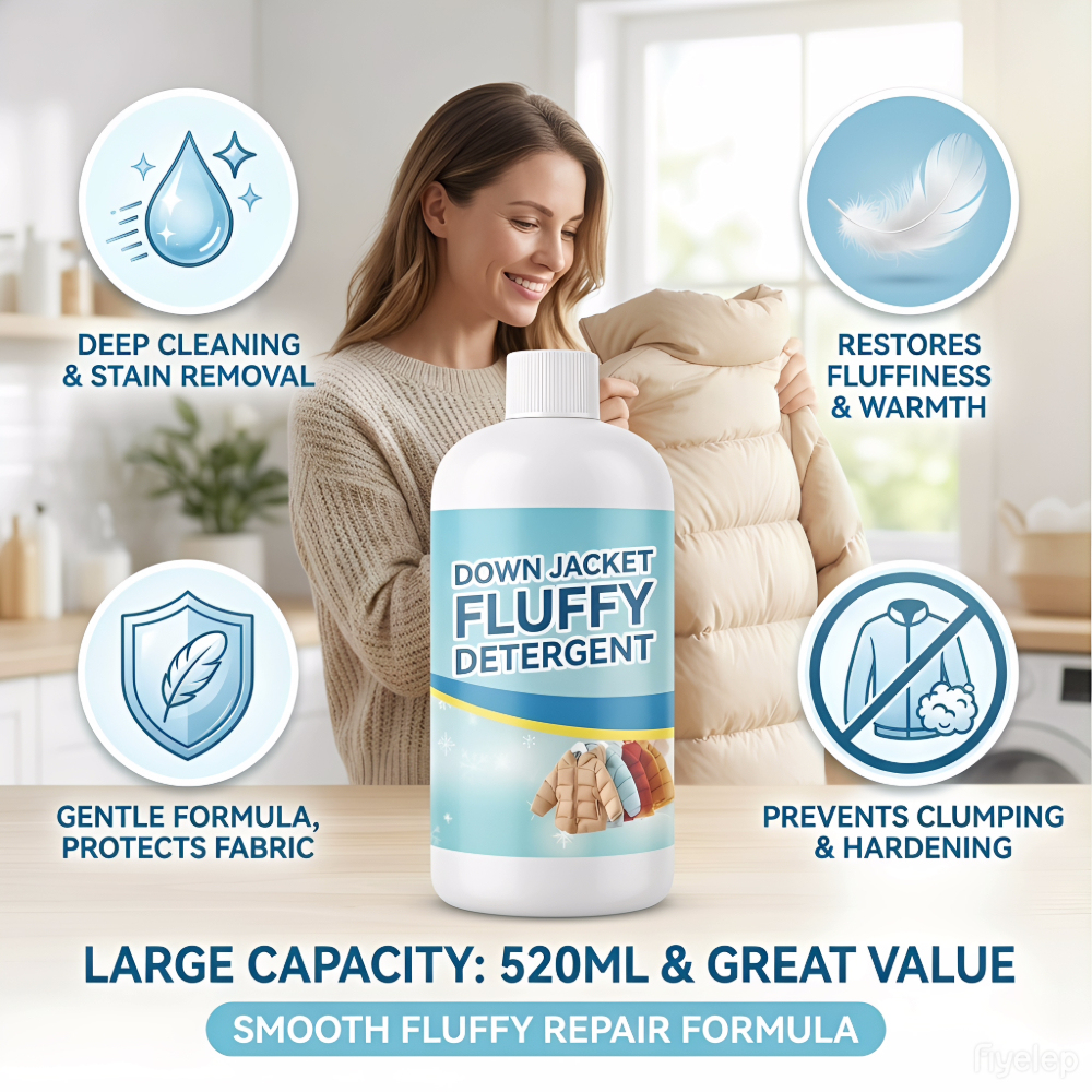 Down Jacket Wash Detergent with Fluff Restoration - 520ML Gentle Formula for Deep Cleaning & Stain Removal
