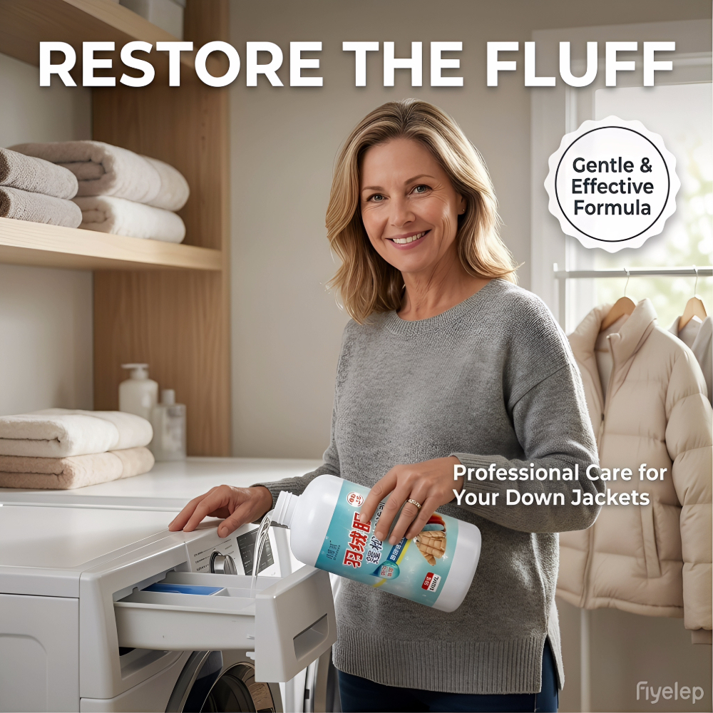 Down Jacket Wash Detergent with Fluff Restoration - 520ML Gentle Formula for Deep Cleaning & Stain Removal