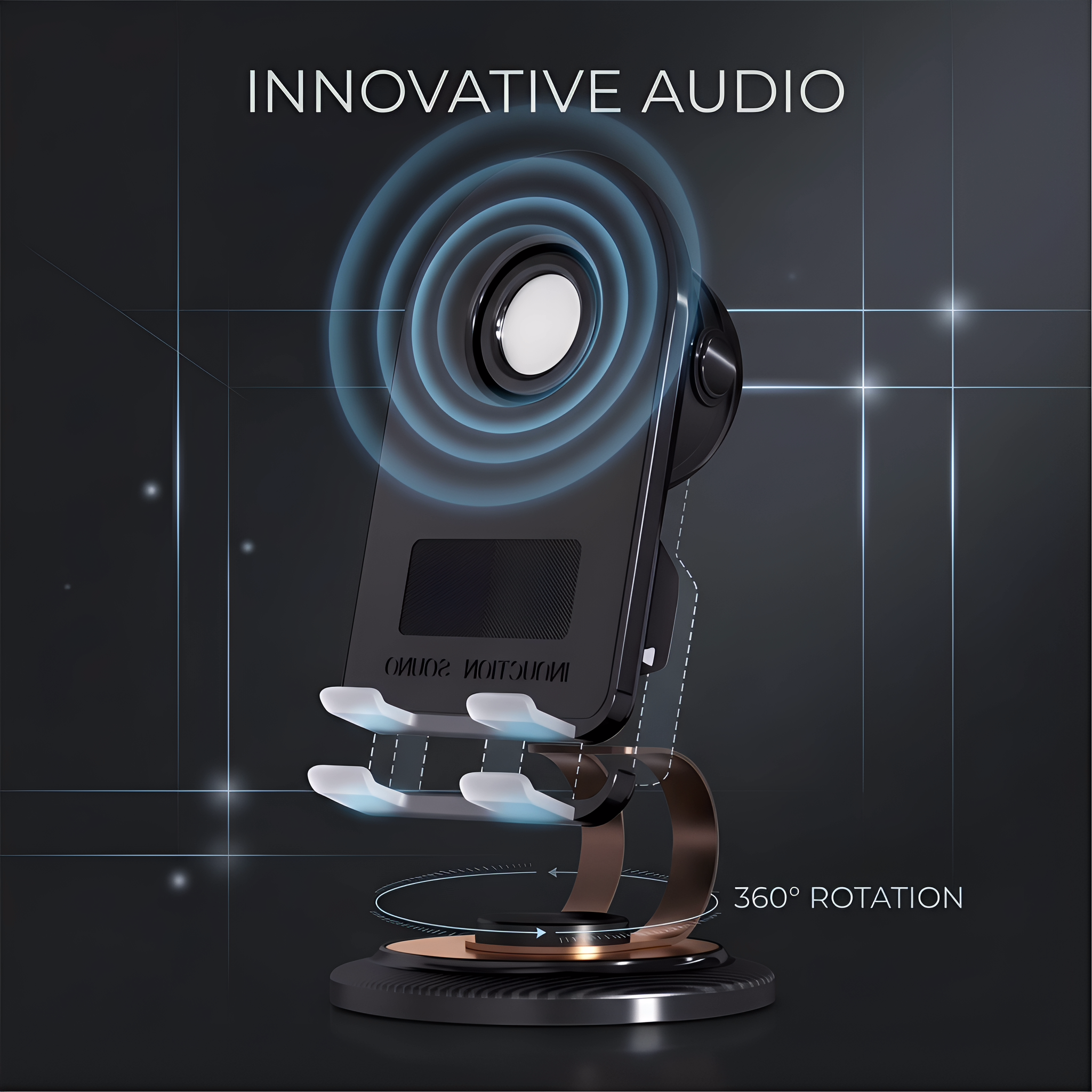 Innovative Audio Phone Stand with 360° Rotation - Crystal Clear Sound Smart Phone Holder for Desk & Home Use