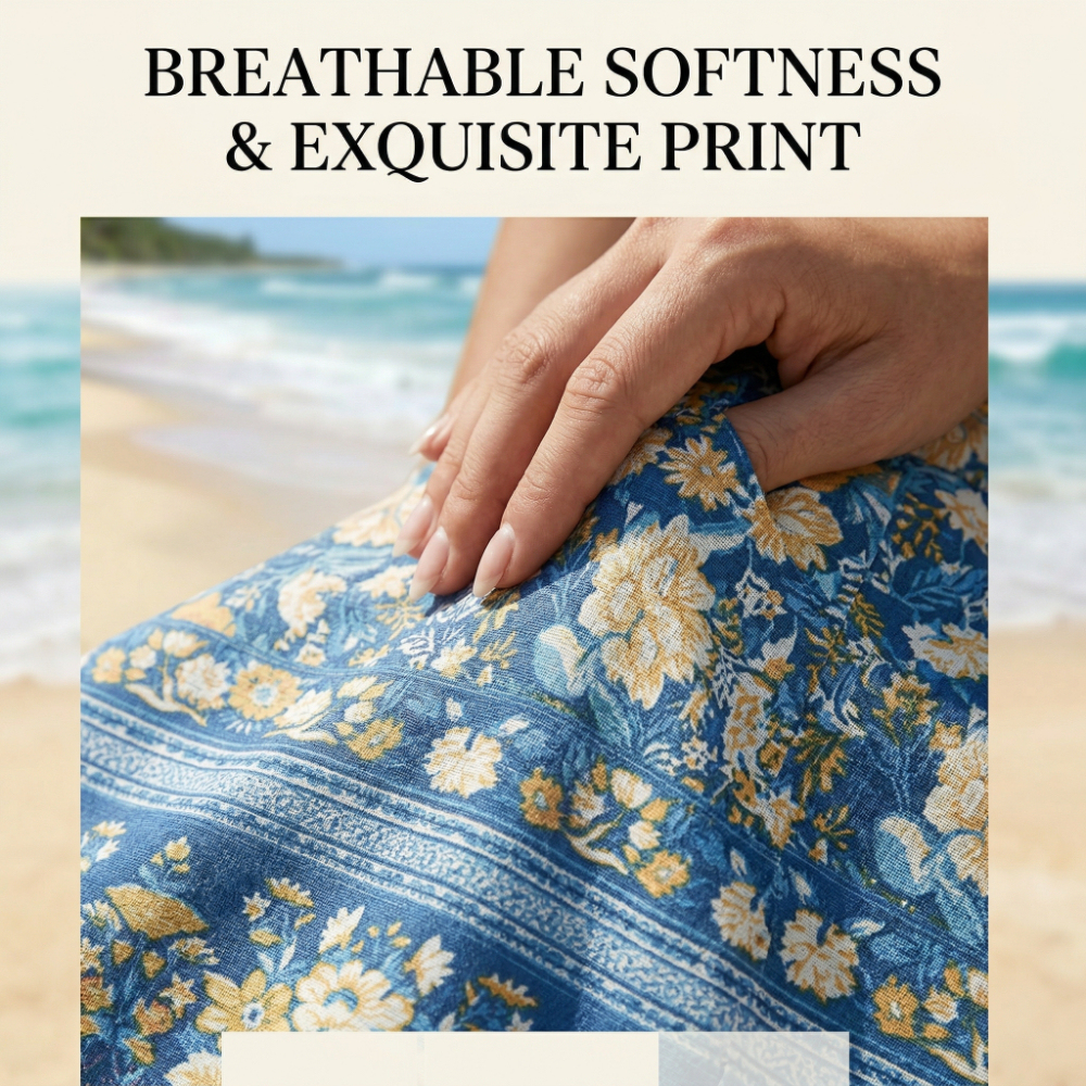 Women's Bohemian Floral Sundress - Lightweight Flowy Spaghetti Strap Dress with Adjustable Straps & Breathable Fabric