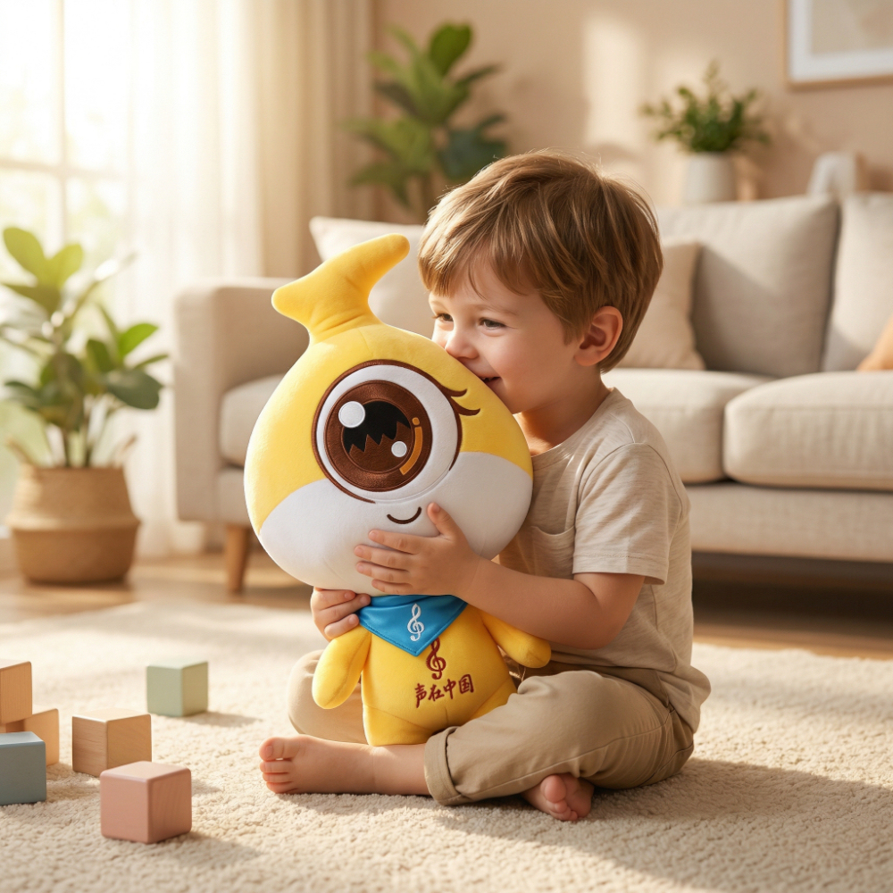Cute Big Eye Cartoon Plush Toy - Soft Stuffed Character Doll with Embroidered Logo for Children’s Gifts & Home Decoration