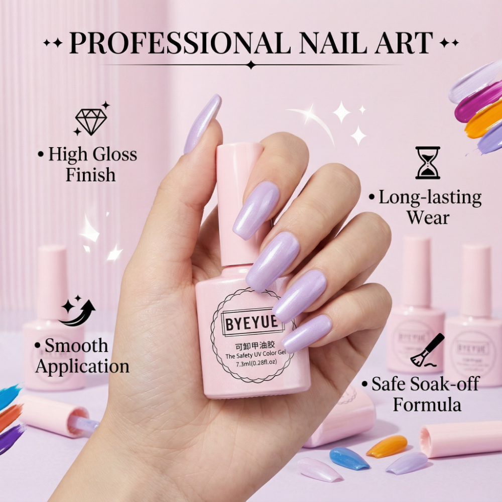 Professional UV Gel Nail Polish - 7.3ml Safe Soak-Off Gel with Smooth Application, High Gloss & Long-Lasting Wear