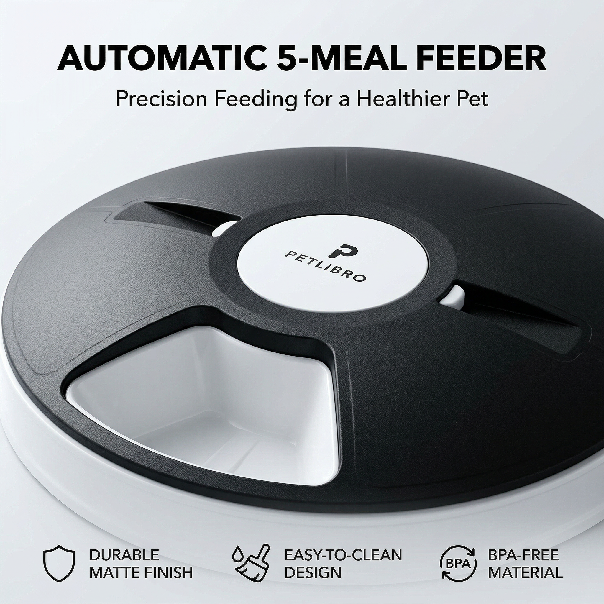 Automatic Rotating Pet Feeder, 5/6 Meal Capacity - Timed Feeding, BPA-Free Material & Easy-to-Clean Design for Pets