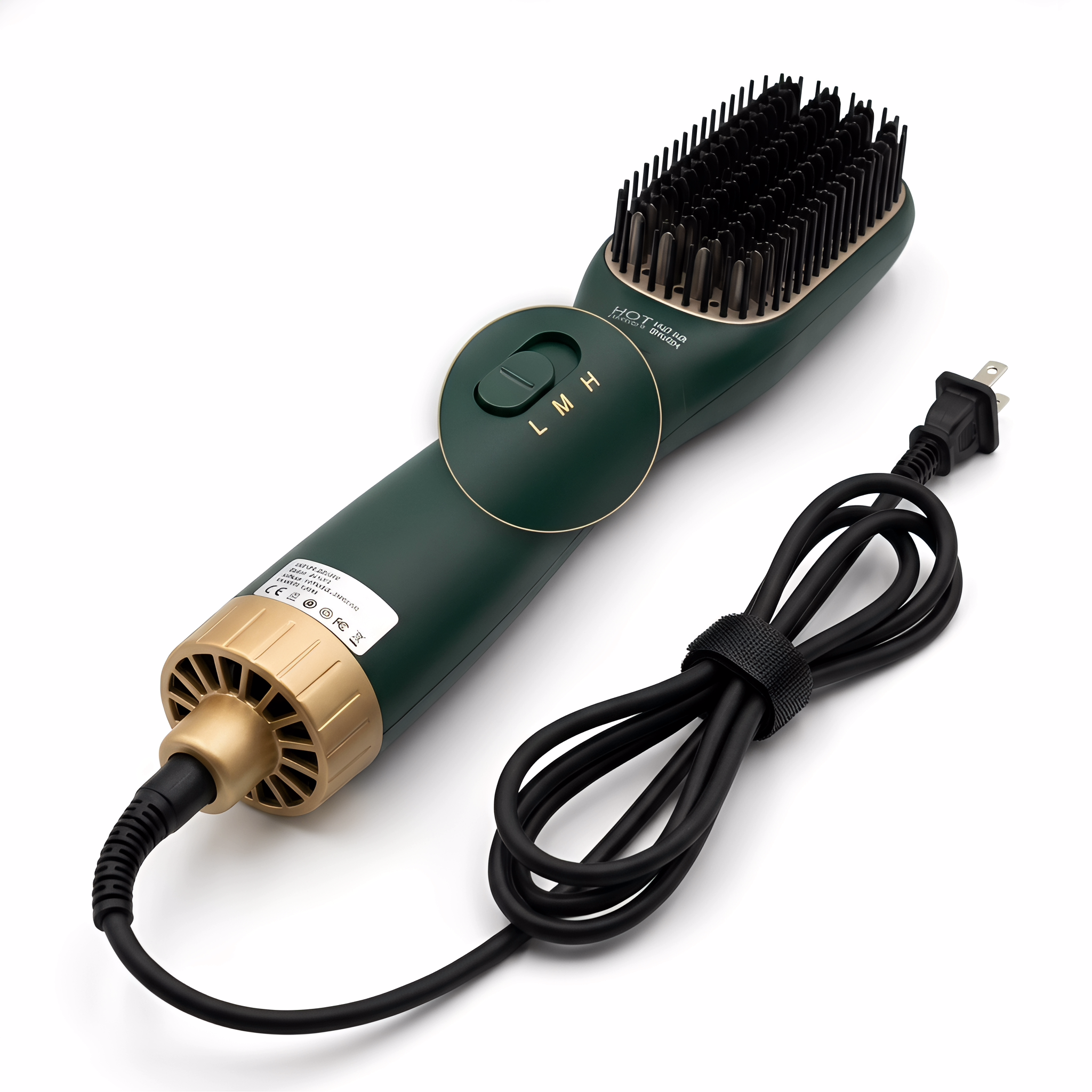 Professional Hot Air Brush & Styler - 3-Speed Temperature Adjustment, Ceramic Coating to Prevent Hair Damage for All Hair Types