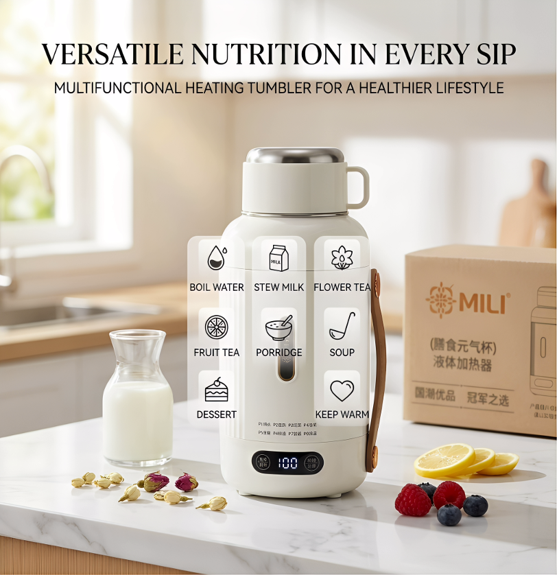 Portable Electric Heating Cup - 9 Intelligent Preset Modes Travel Kettle, Multifunctional Boil Water & Porridge Maker with Keep Warm Function, Compact Electric Travel Mug for Home & On-the-Go Use