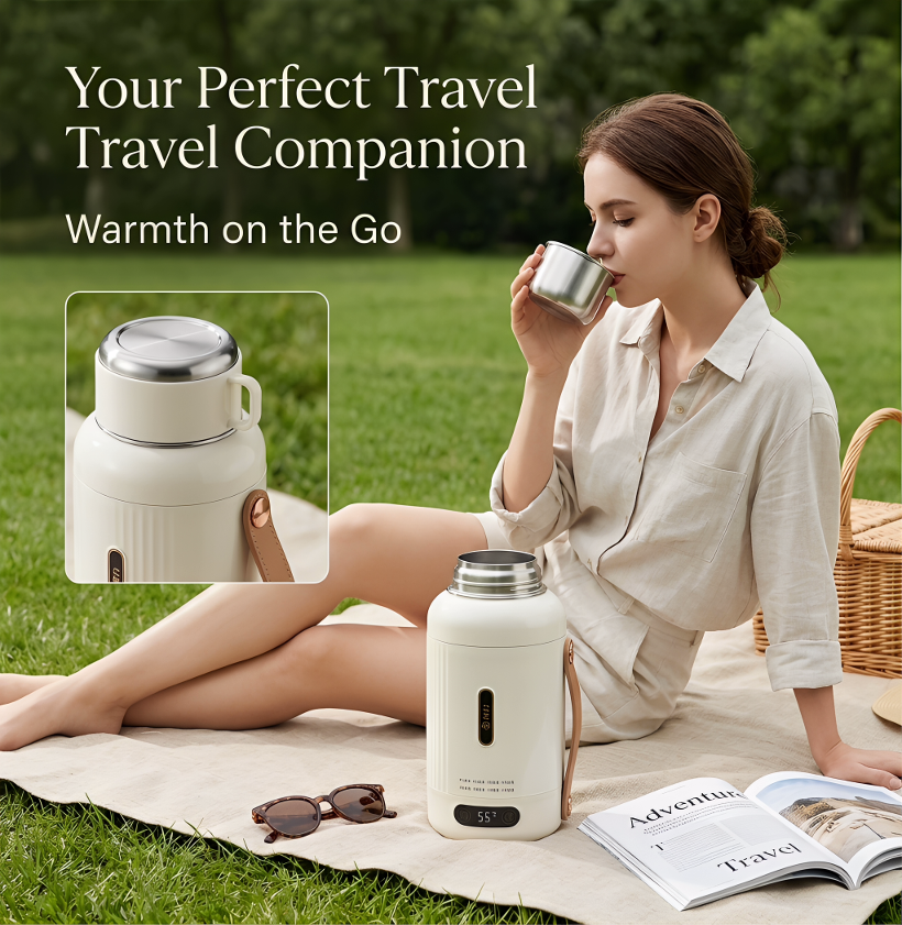 Portable Electric Heating Cup - 9 Intelligent Preset Modes Travel Kettle, Multifunctional Boil Water & Porridge Maker with Keep Warm Function, Compact Electric Travel Mug for Home & On-the-Go Use