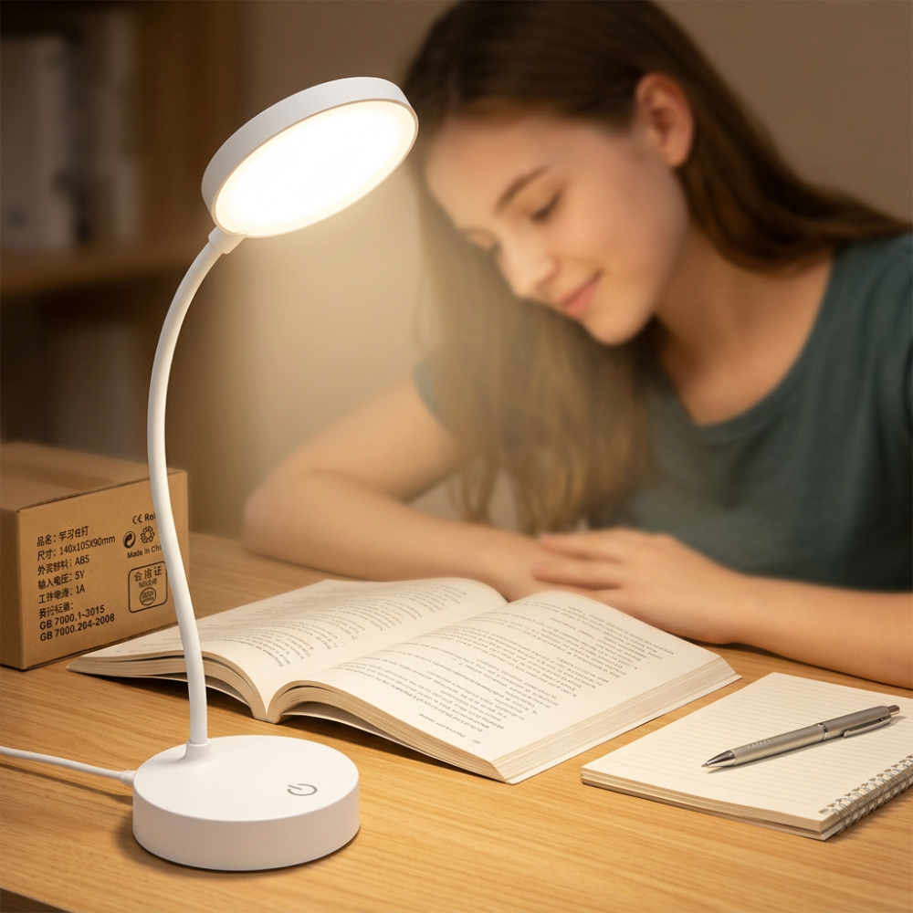 LED Eye-Care Desk Lamp - 3-Level Touch Control, Soft Uniform Illumination Flexible Gooseneck Study Lamp for Home Office