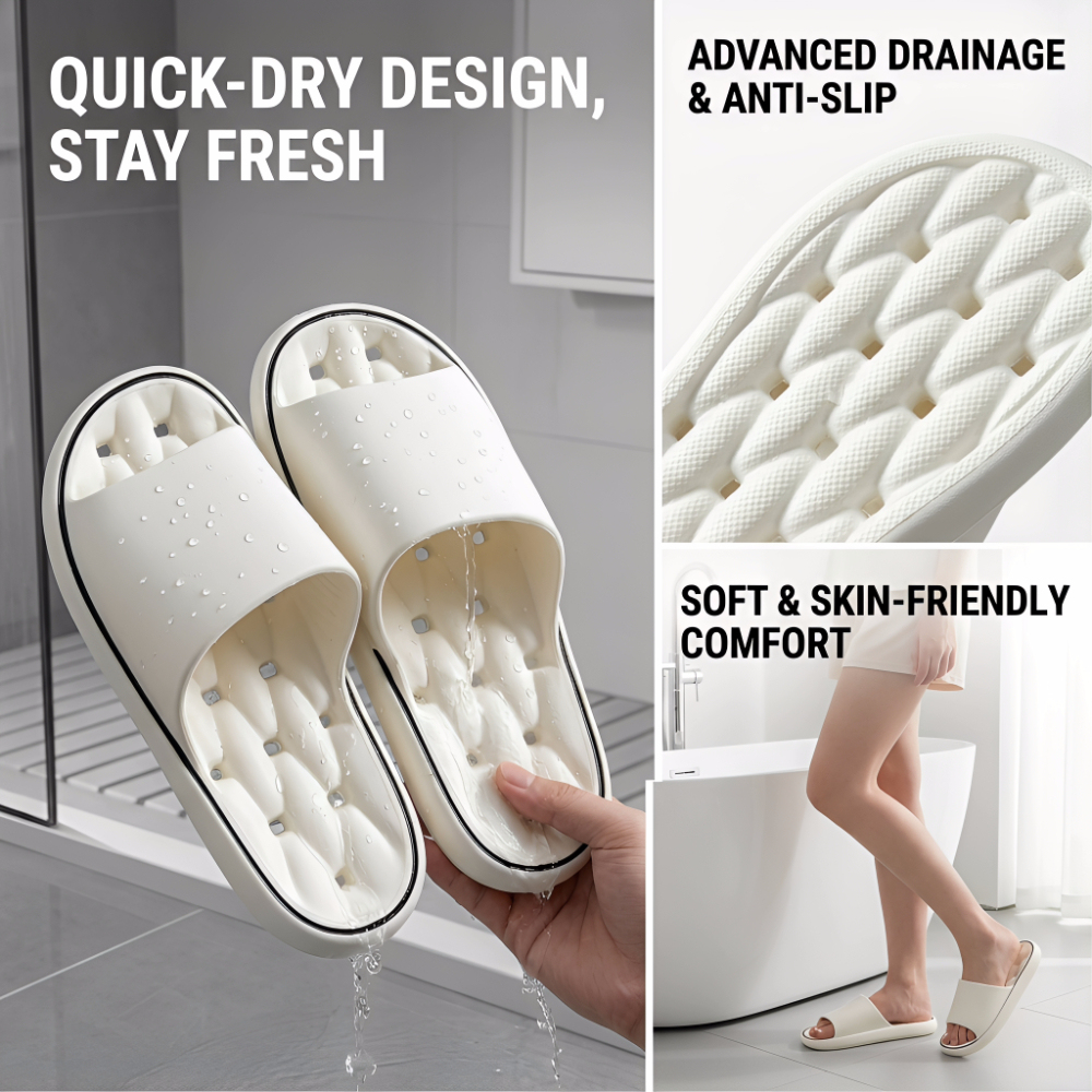 Anti-Slip Quick-Dry Shower Slides - Soft Lightweight EVA Sport Fashion Slippers with Ergonomic Comfort for Home & Outdoor