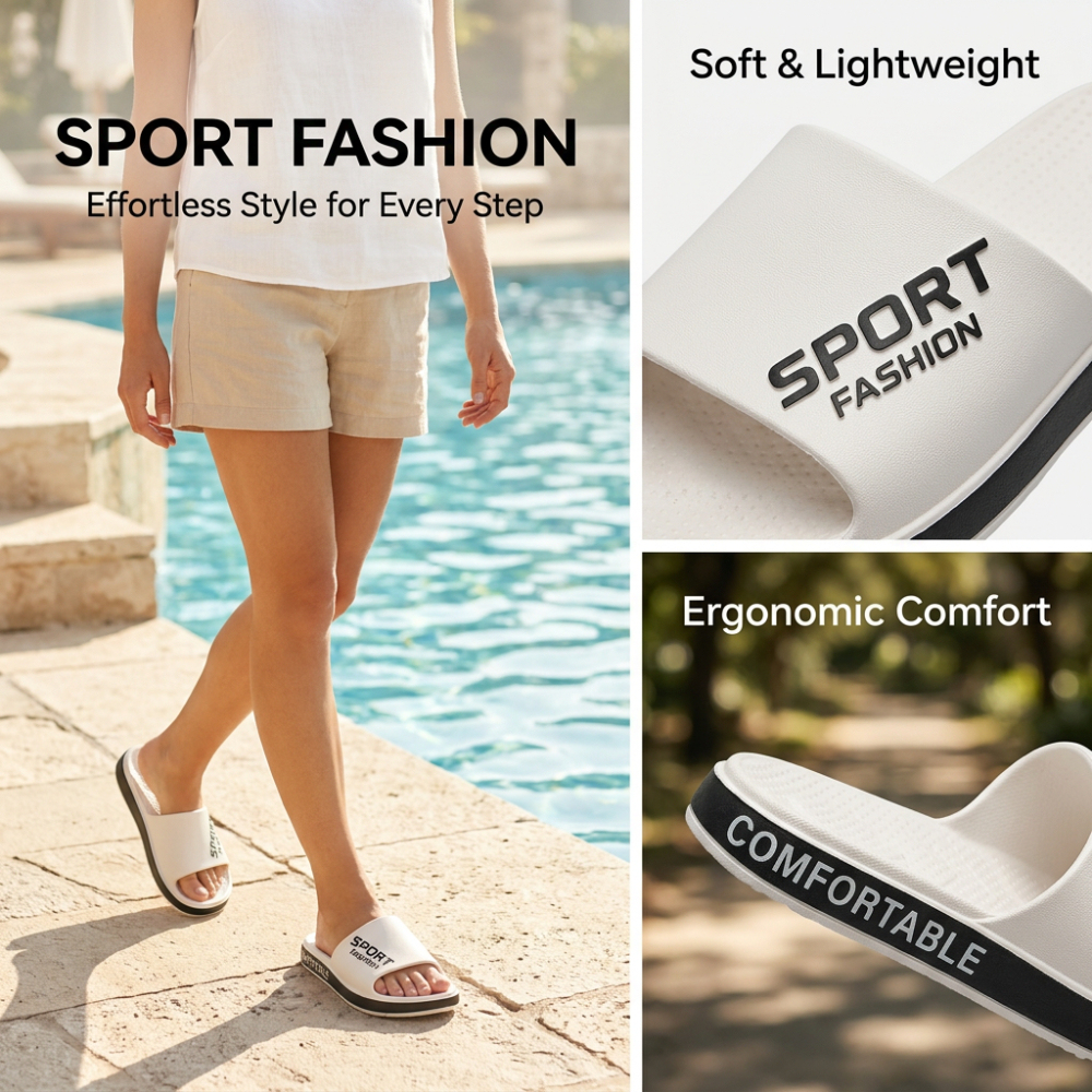 Anti-Slip Quick-Dry Shower Slides - Soft Lightweight EVA Sport Fashion Slippers with Ergonomic Comfort for Home & Outdoor