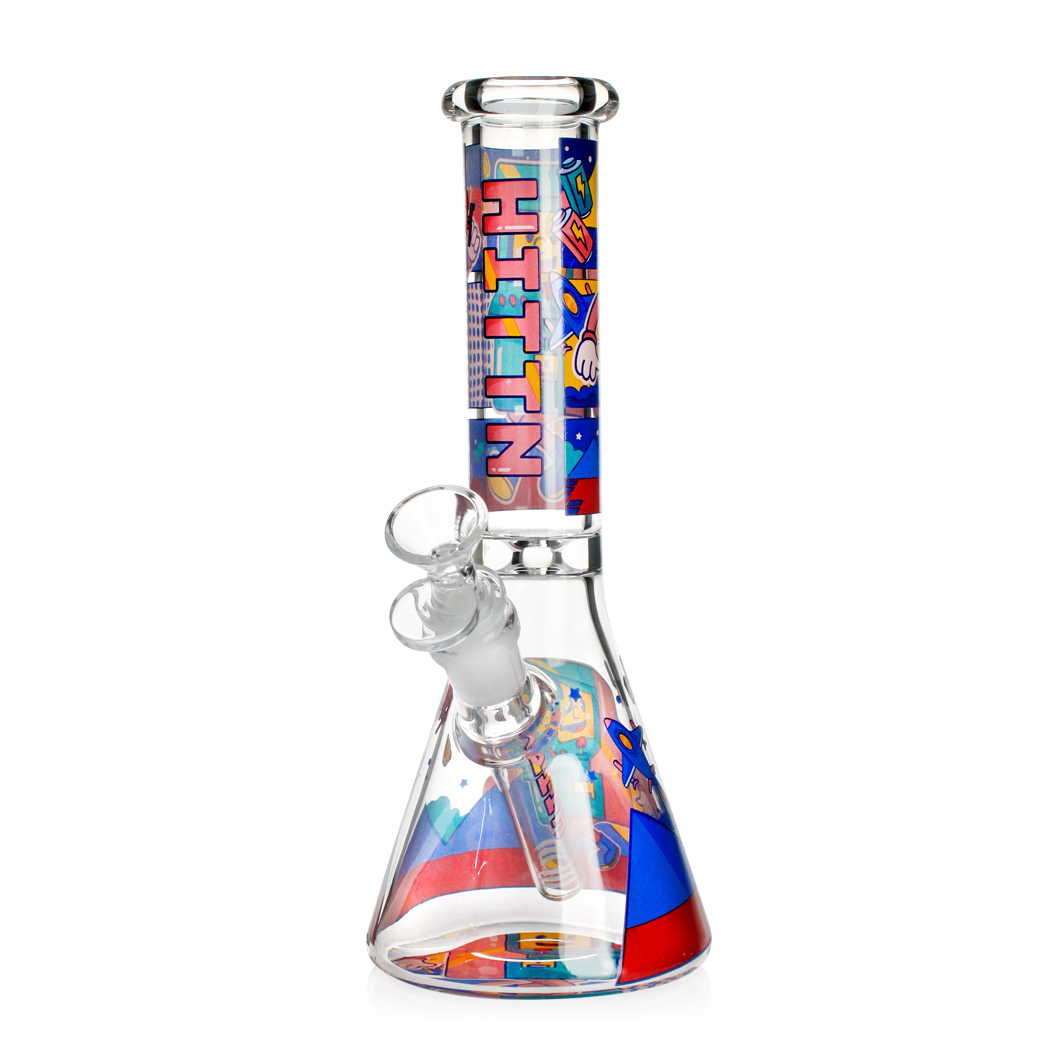 Hittn 10'' Robot Decal Glass Beaker Bong