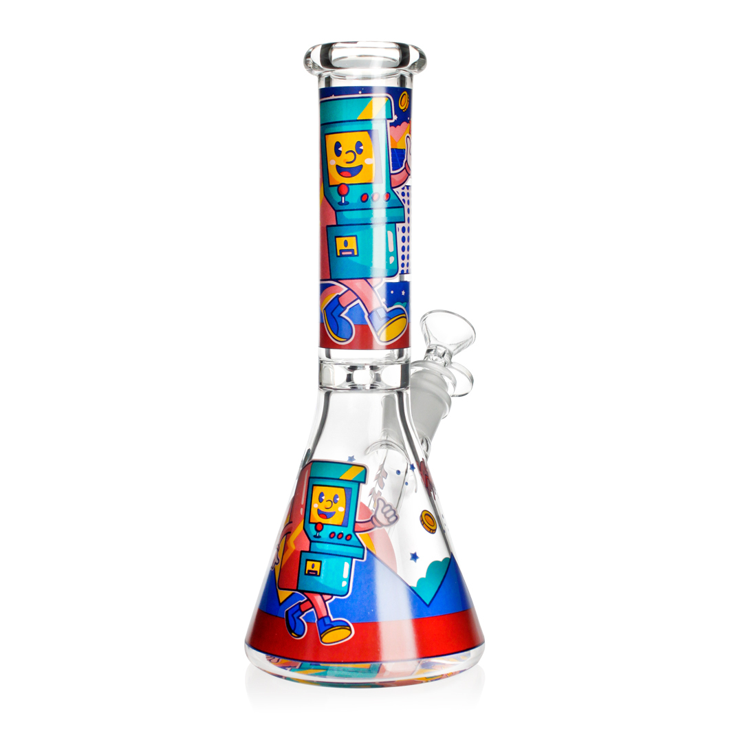 Hittn 10'' Robot Decal Glass Beaker Bong