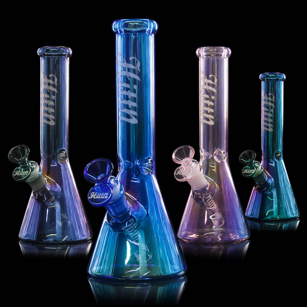 Hittn 10'' Holographic Rainbow Color Glass Beaker Bong