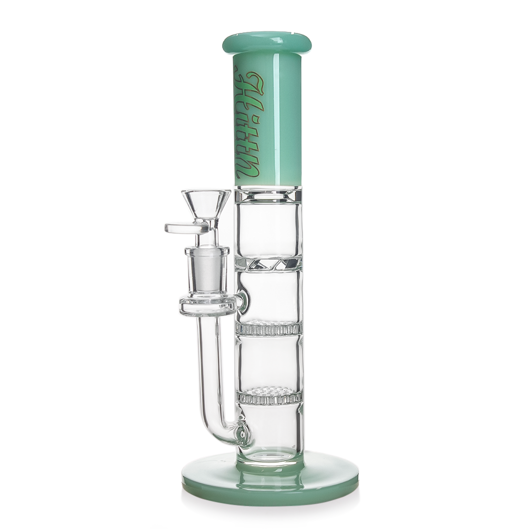 Hittn 10'' Straight Bong with Double Honeycome Perc & Turbine Perc