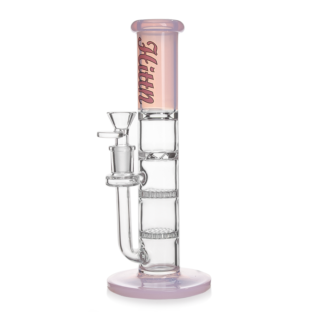 Hittn 10'' Straight Bong with Double Honeycome Perc & Turbine Perc