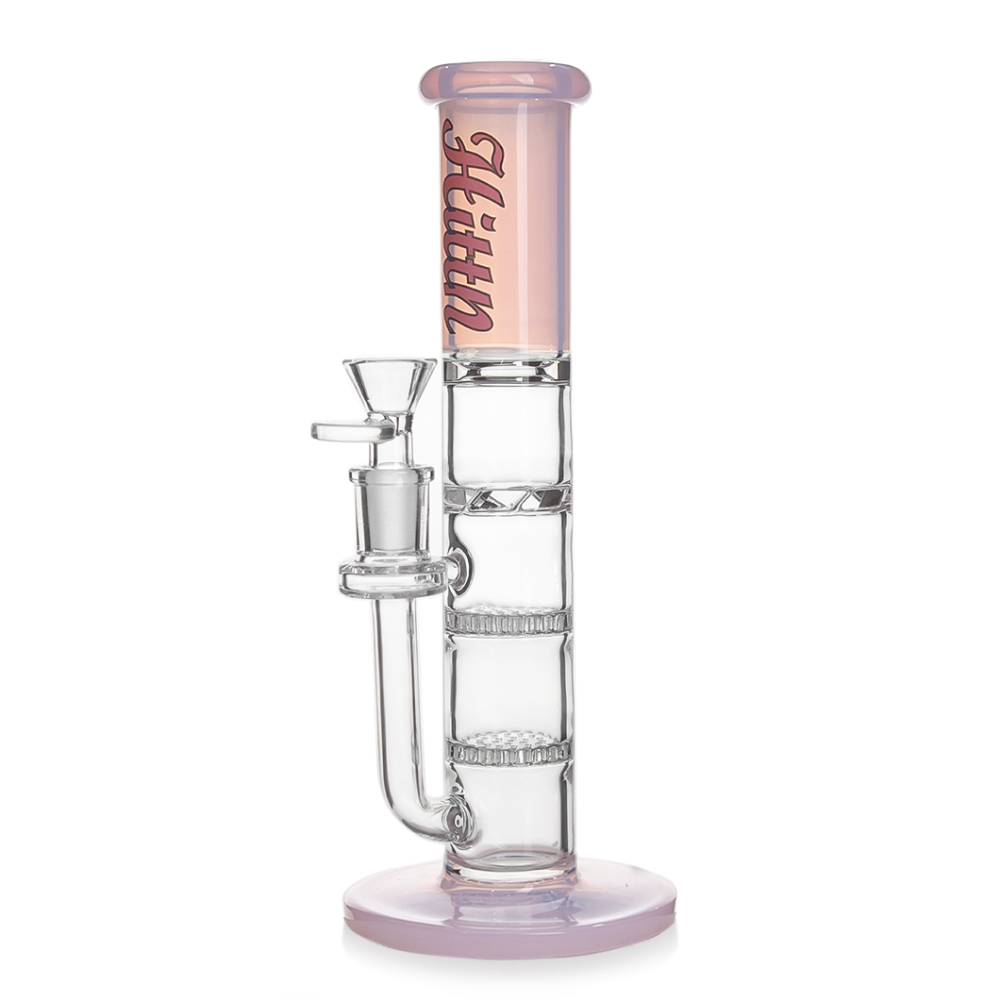 Hittn 10'' Straight Bong with Double Honeycome Perc & Turbine Perc