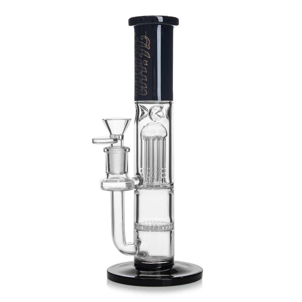 Hittn 10'' Straight Bong with Honeycomb Perc & 6 Arms Tree Perc