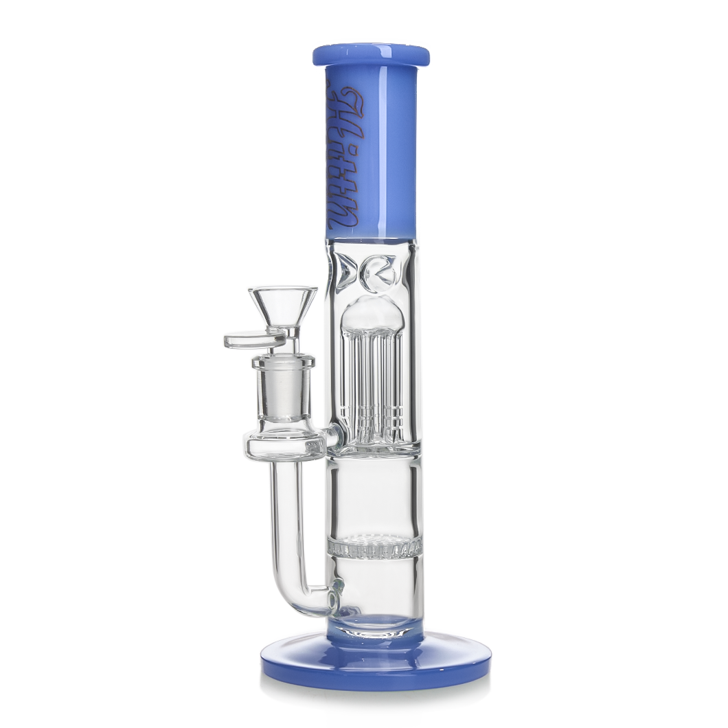 Hittn 10'' Straight Bong with Honeycomb Perc & 6 Arms Tree Perc