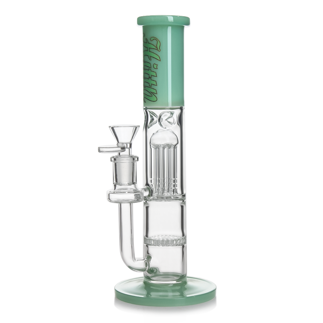 Hittn 10'' Straight Bong with Honeycomb Perc & 6 Arms Tree Perc