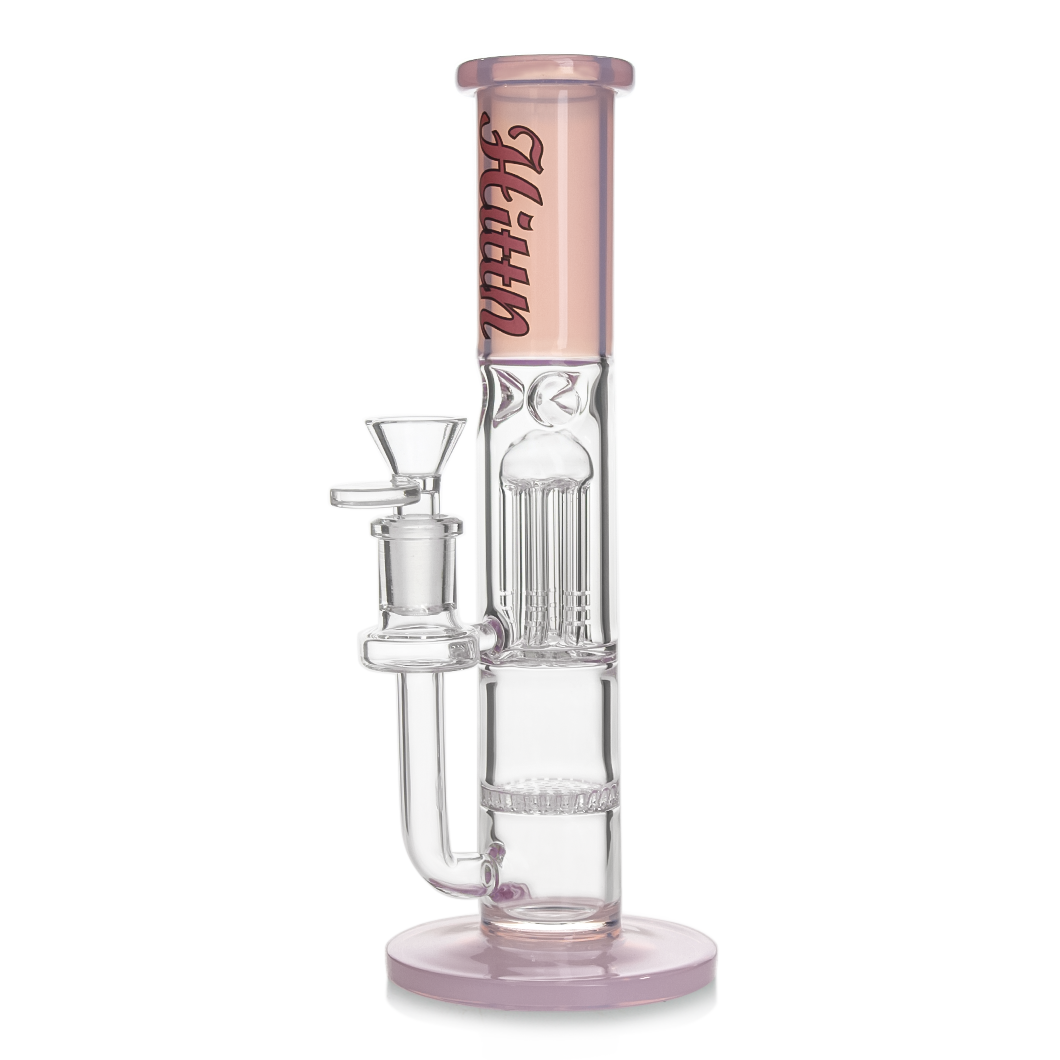 Hittn 10'' Straight Bong with Honeycomb Perc & 6 Arms Tree Perc