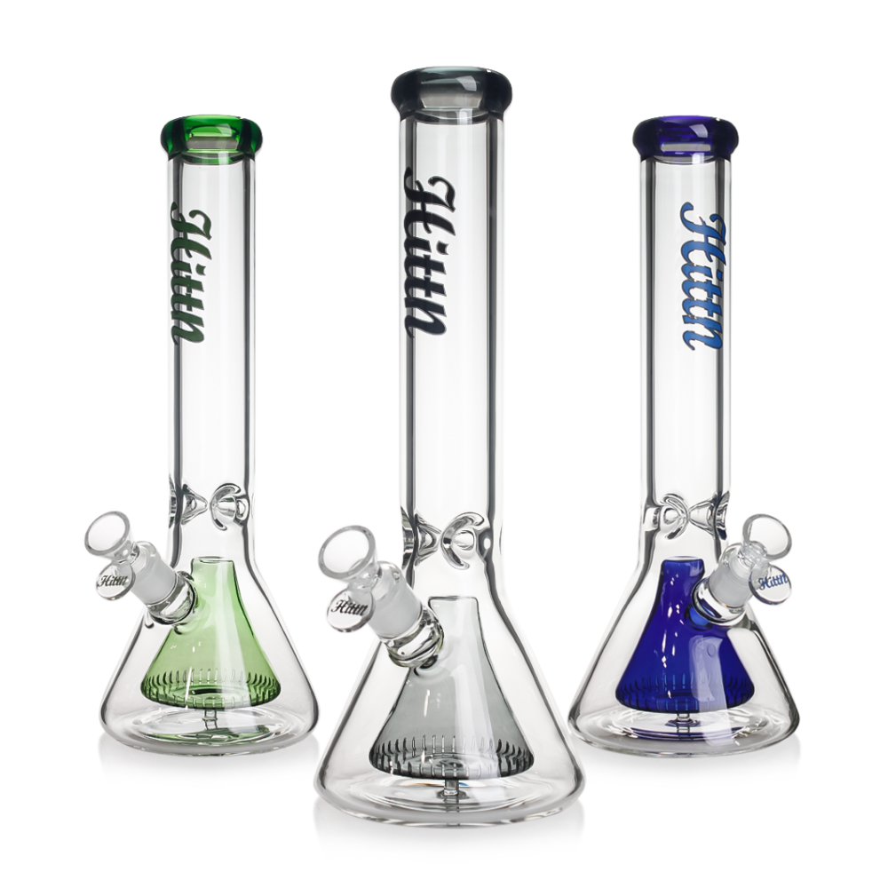 Hittn 13.5'' Pyramid Perc Beaker Bong with 18mm Joint