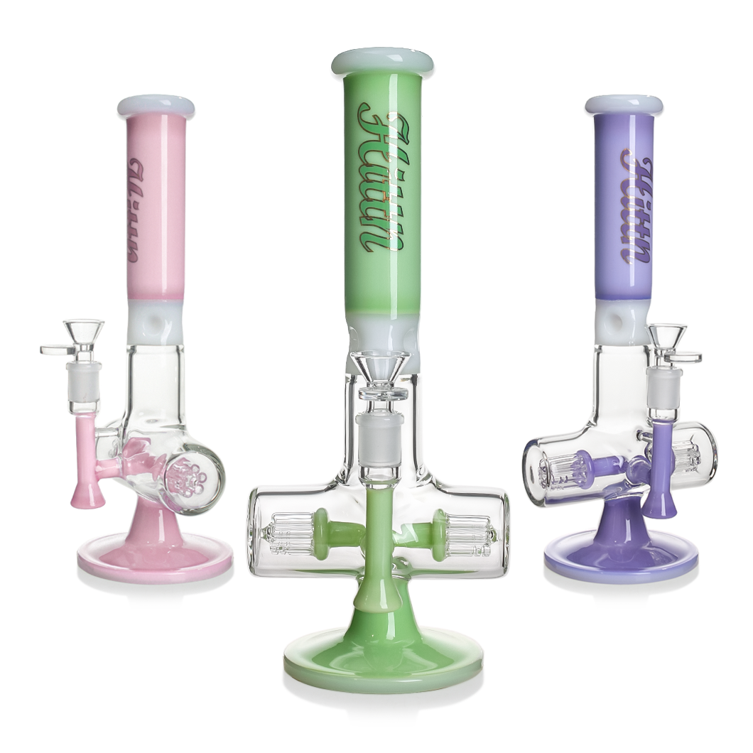 Hittn Milk Colors Double 6 Tree Arms Perc Bong 11.7‘’