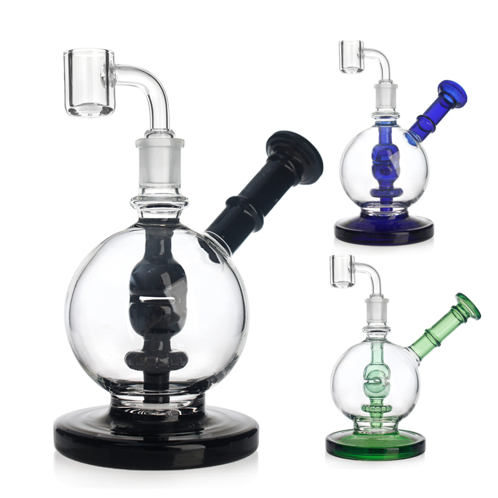 Hittn Glass Dab Rig with Egg Perc & Showerhead Perc 6''
