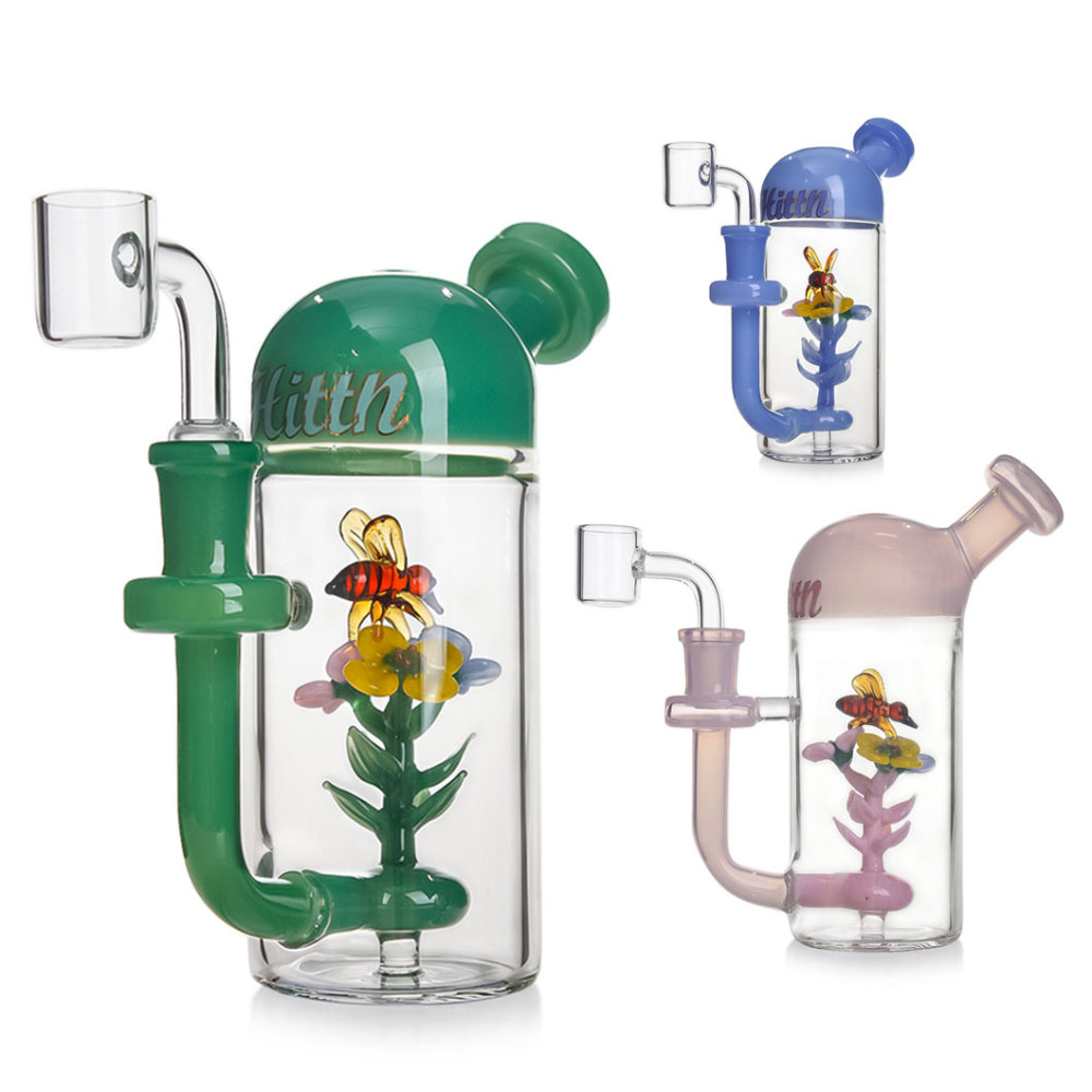 Hittn 6.3'' Portable Dab Rig with Flower Honeybee Perc