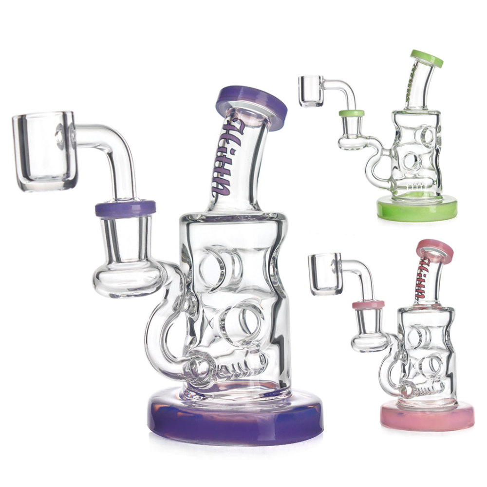 Hittn 5.8'' Glass Dab Rig Pink Green Purple