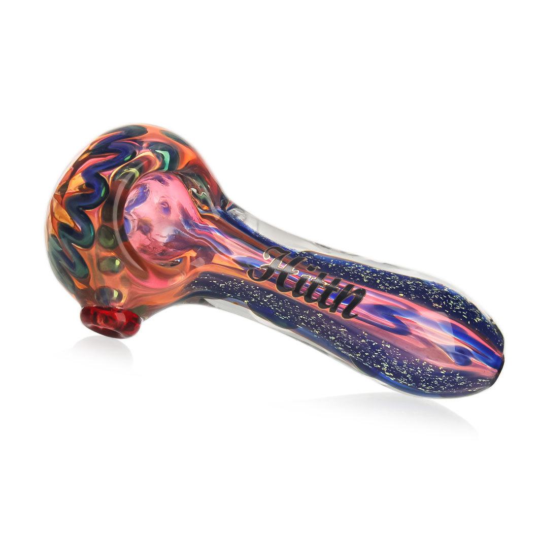 Hittn Silver Fumed Glass Spoon Pipe 4''