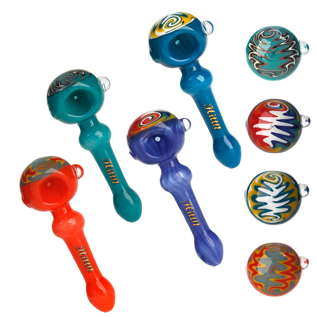 Hittn Wig Wag American Color Glass Spoon Pipe 4.7''