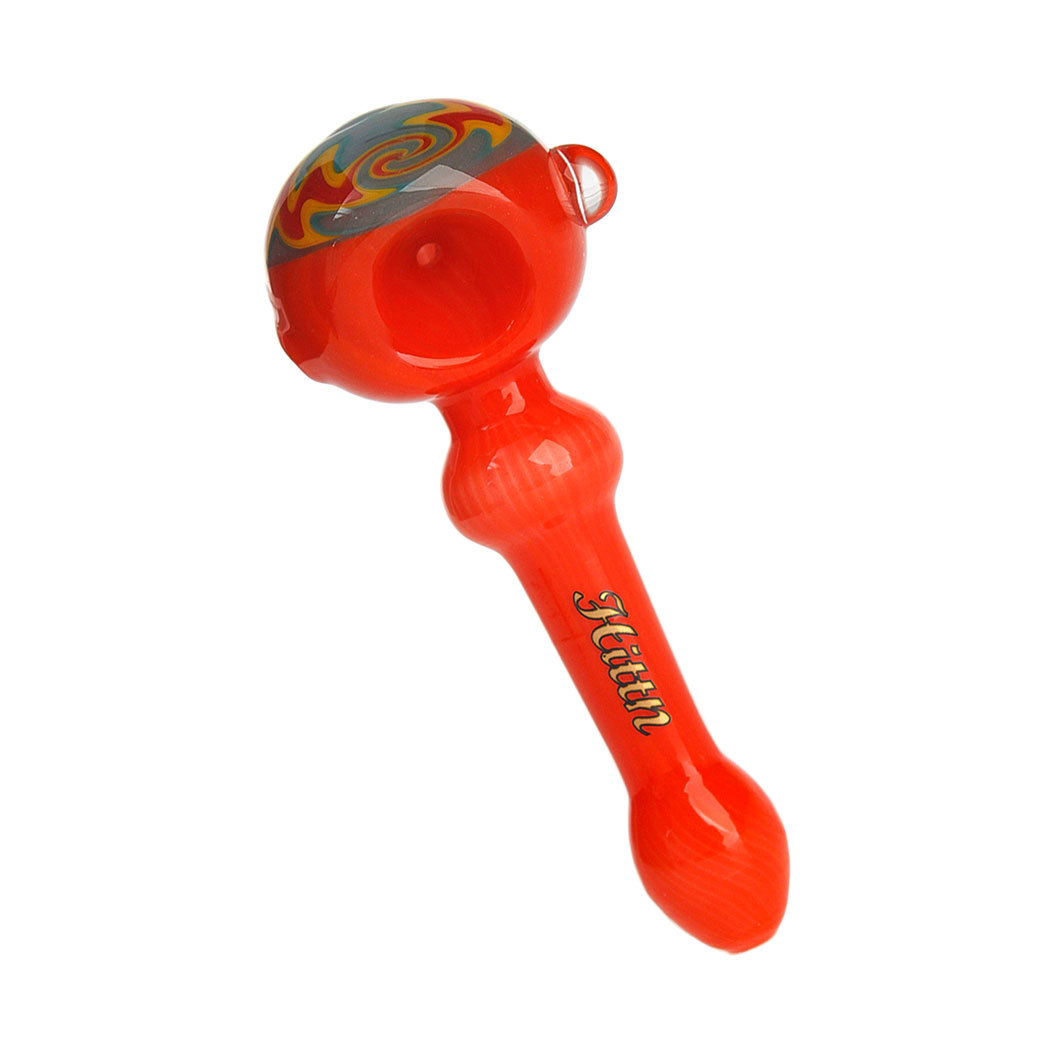 Hittn Wig Wag American Color Glass Spoon Pipe 4.7''