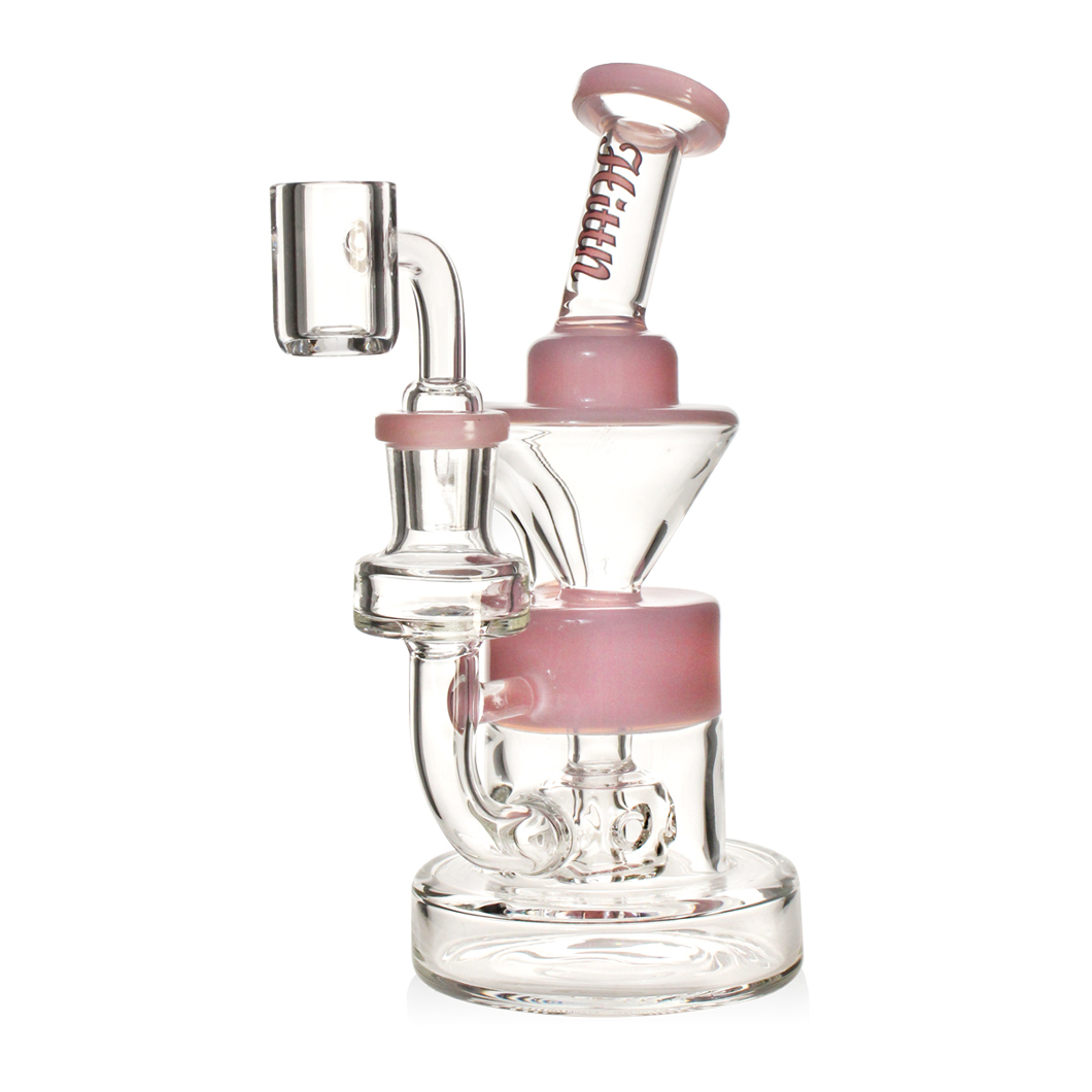 Hittn Glass Recycler Bong Milk Colors 7''