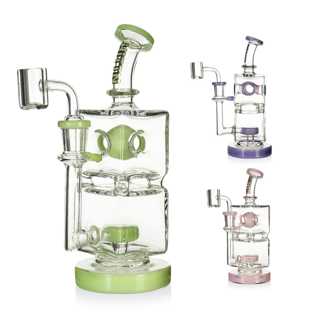 Hittn 7.5'' Portable Dab Rig with 4 Hole Perc & Showerhead Perc