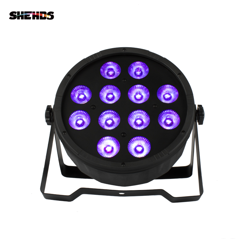 SHEHDS LED Flat Par 12x12W RGBW DMX512 Stage Effect Lighting For Home Party DJ Disco Party Christmas Decorations KTV Bar Party