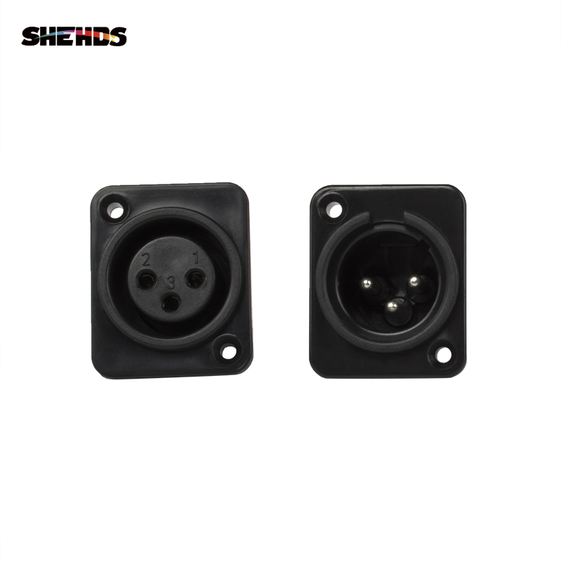 2PCS/Lot Iron/Plastic DMX512 Plug 3 pin XLR Signal Socket panel Adapter Connector for DMX Cable stage lights DMX Control