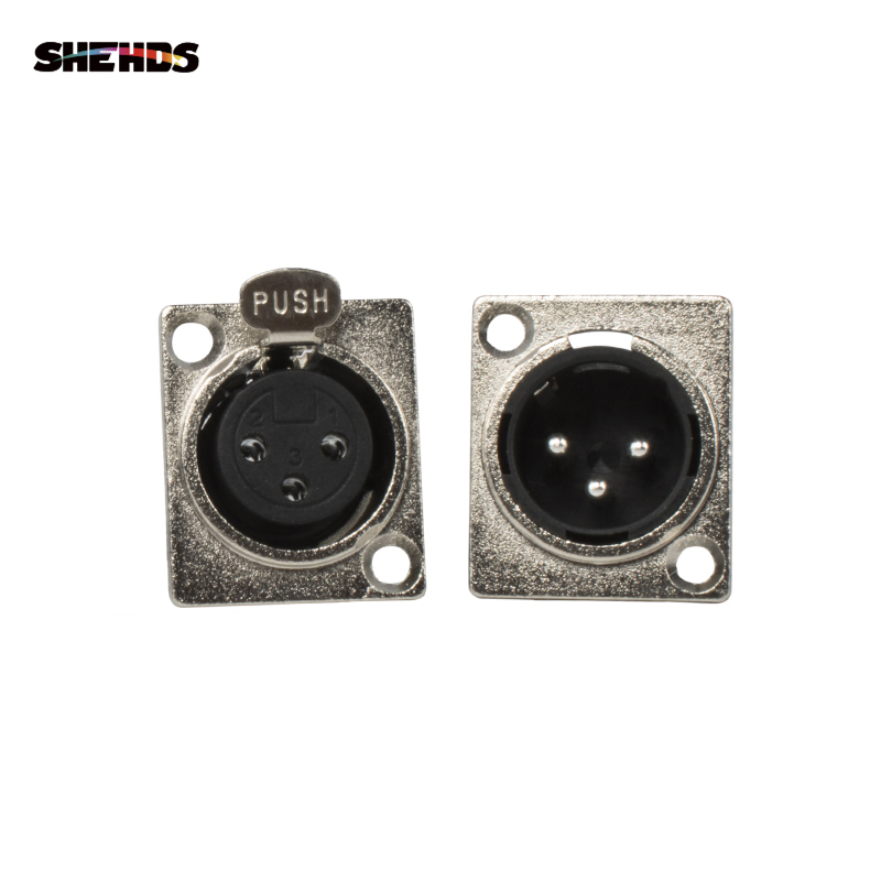 2PCS/Lot Iron/Plastic DMX512 Plug 3 pin XLR Signal Socket panel Adapter Connector for DMX Cable stage lights DMX Control