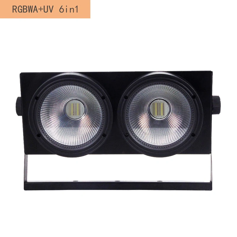 Fashional 2eyes 2x100W Led Blinder 200W COB Par RGBWA+UV 6IN1 DMX Stage Lighting Effect Audience Lighting DJ Equipment Disco