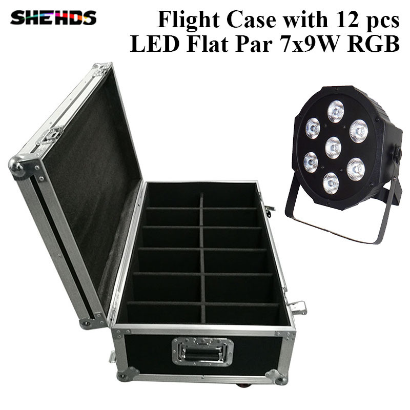 Flight Case with 6/8/10/12/16 pieces LED Flat Par 7x9W RGB Lighting Business Lights with Professional for Party Disco DJ New Stage Light