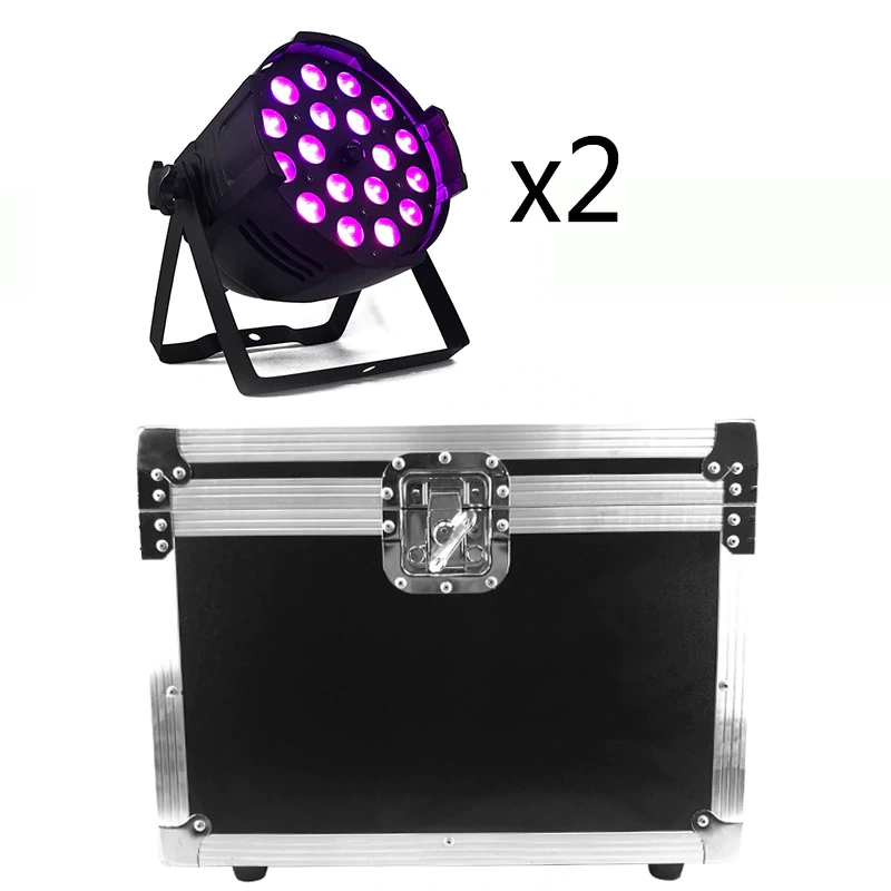 Flight case "WITH" 2pcs Zoom Par LED 18x18W 4in1/6in1 RGBWA+UV