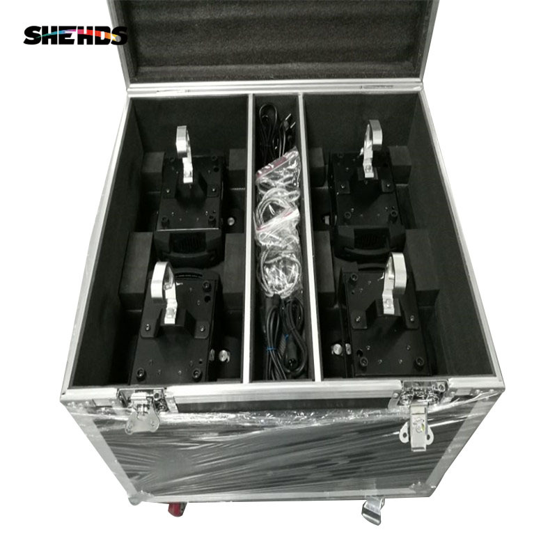 Flight Case with 4 pieces LED 12x12w RGBW Beam Moving Head Light Quad LEDs With Excellent Pragrams 9/16 Channels