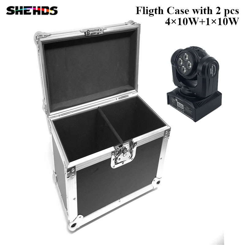 FlightCase "WITH" Beam+Wash 4x10W+1x10W Double Sided Rotating Moving Head Light  (2/4pcs) DJ Disco Stage Moving Head Lights