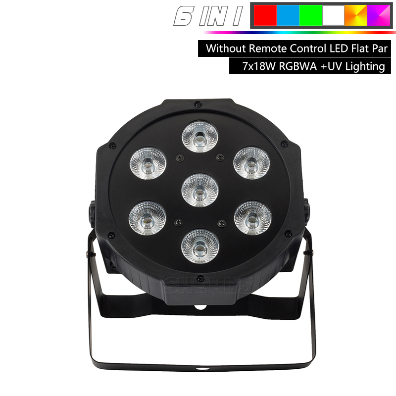 Wireless Remote Control LED Flat Par 7x18W RGBWA UV Lighting For Stages, Night Clubs, Disco, Hotels Family Birthday Party, Good for DJ etc