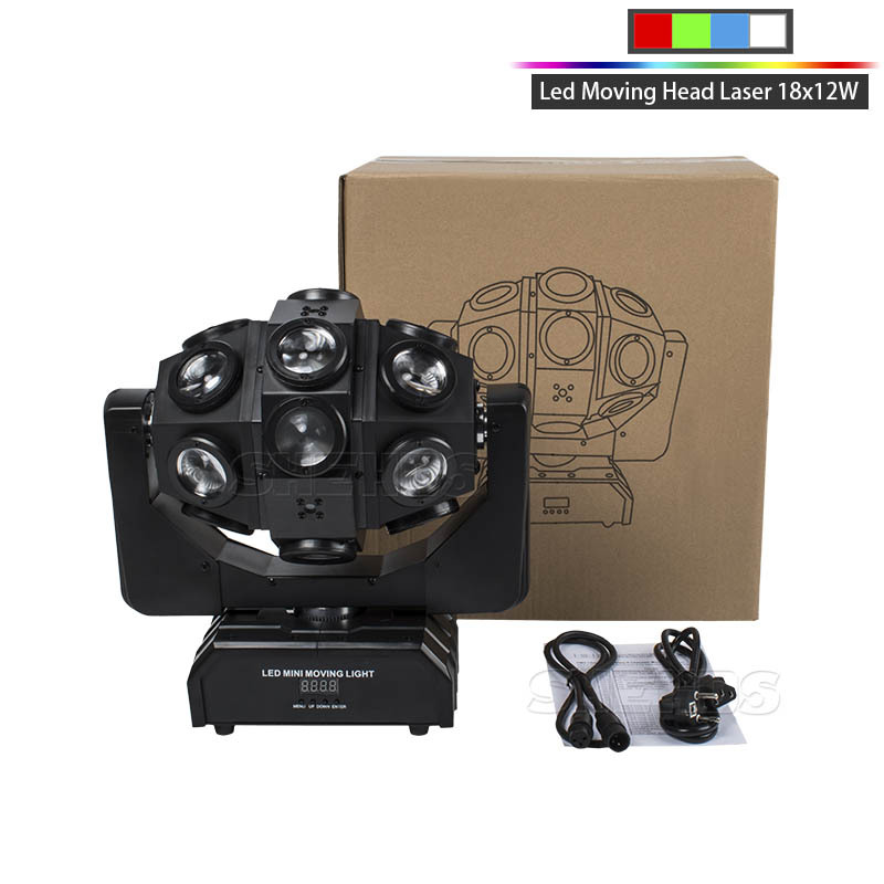 Led Moving Head Laser 18x12W  Rotation Football Roller Beam Disco DJ Party Flash Light