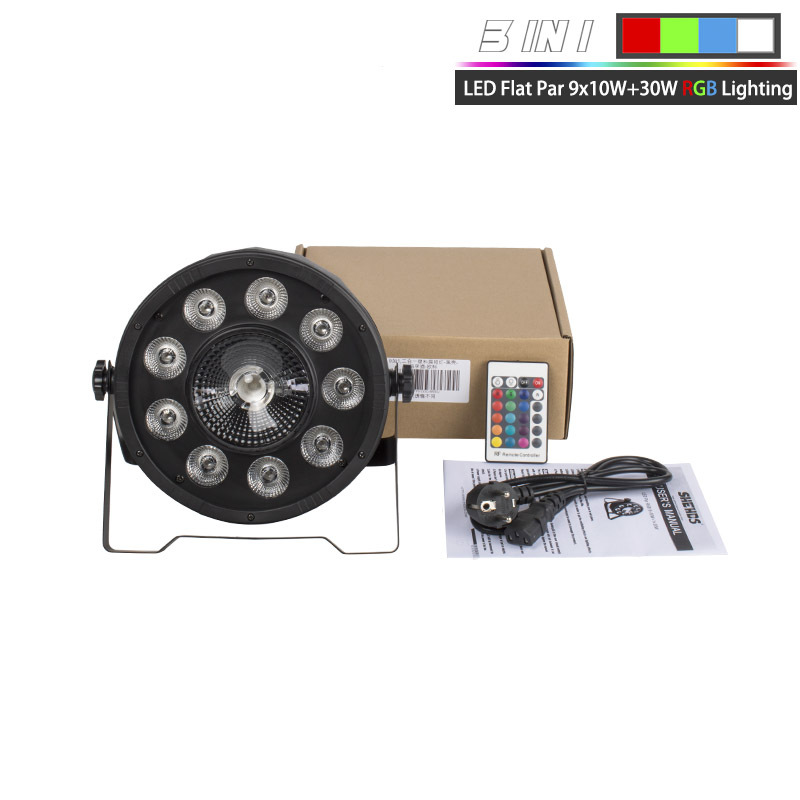 Wireless Remote Control LED Flat Par 9x10W+30W RGB DMX light Professional for DJ Disco Stage Party