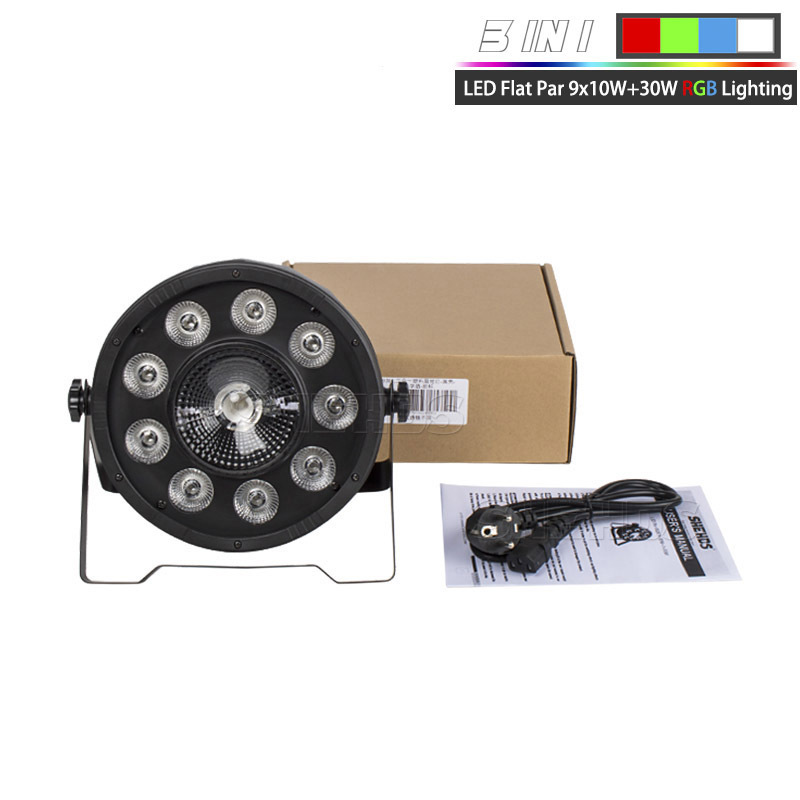 LED Flat Par 9x10W+30W RGB Lighting DMX512 Professional DJ Disco Stage Equipment Party