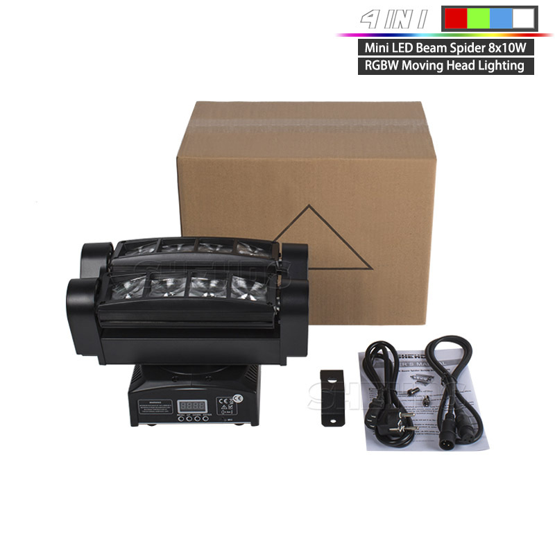 Mini LED Beam Spider 8x10W RGBW Moving Head Lighting LED Professional Stage Light