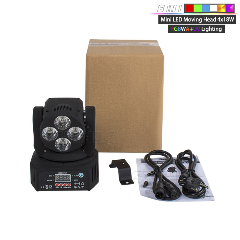 Mini LED Wash Moving Head 4x18W RGBWA+UV Lighting Professional Stage Light